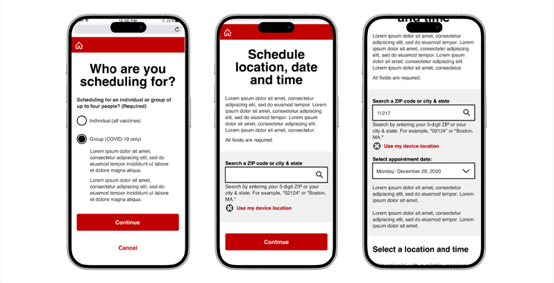 CVS Health scheduling screens 2021-2022