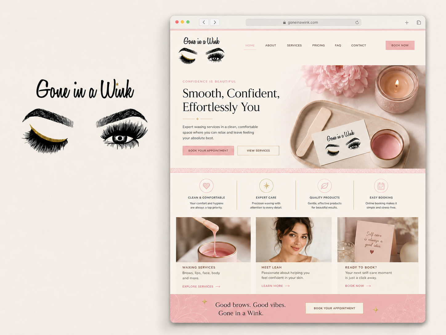 Gone in a Wink website screenshot